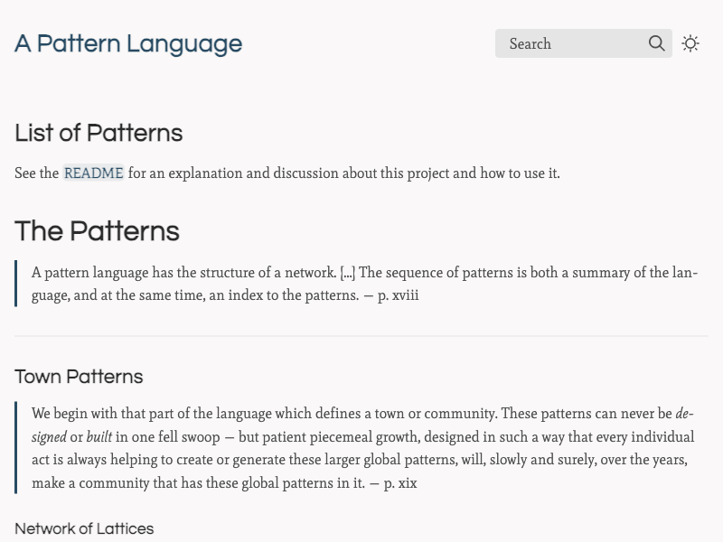 A Pattern Language - Christopher Alexander (Architecture) — Quartz built with Obsidian