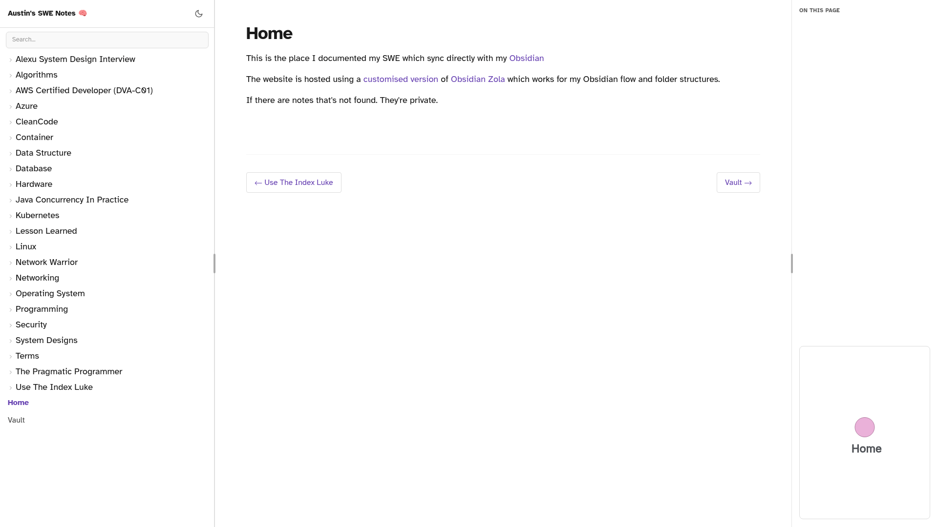 FoodBase - personal meal planningAustin's Software Engineer Note - Obsidian Zola — Obsidian Publish built with Obsidian