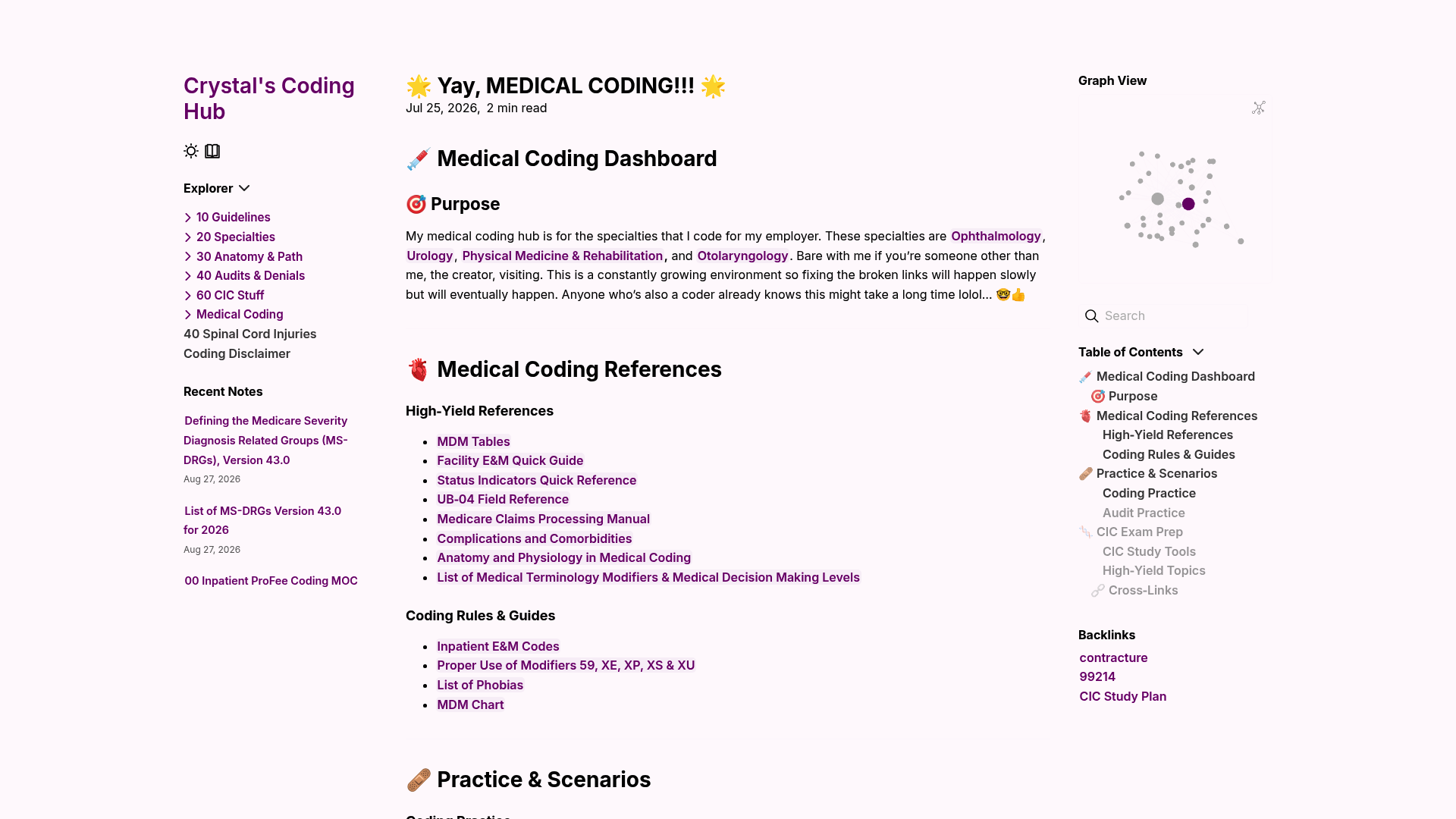 🌟 Yay, MEDICAL CODING!!! 🌟 — Quartz built with Obsidian