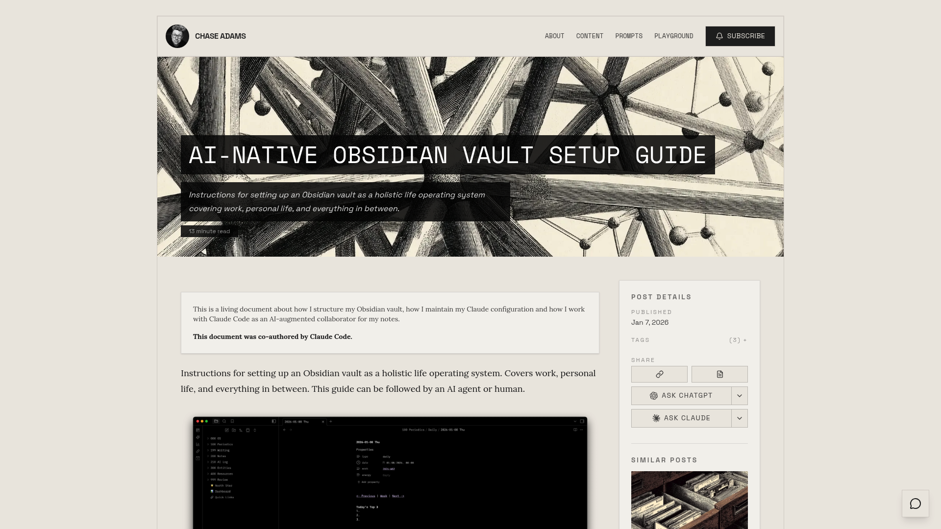 AI-NATIVE OBSIDIAN VAULT SETUP GUIDE — Vault Templates built with Obsidian