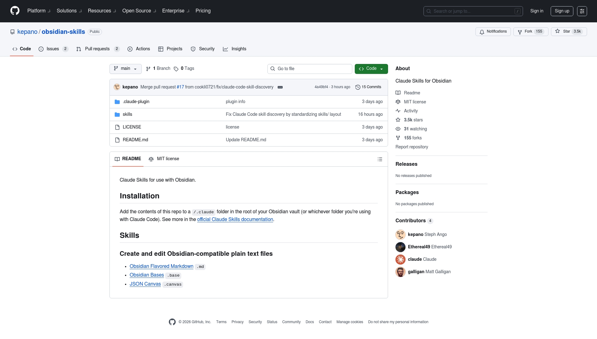 Obsidian Skills for Claude Code — Vault Templates built with Obsidian
