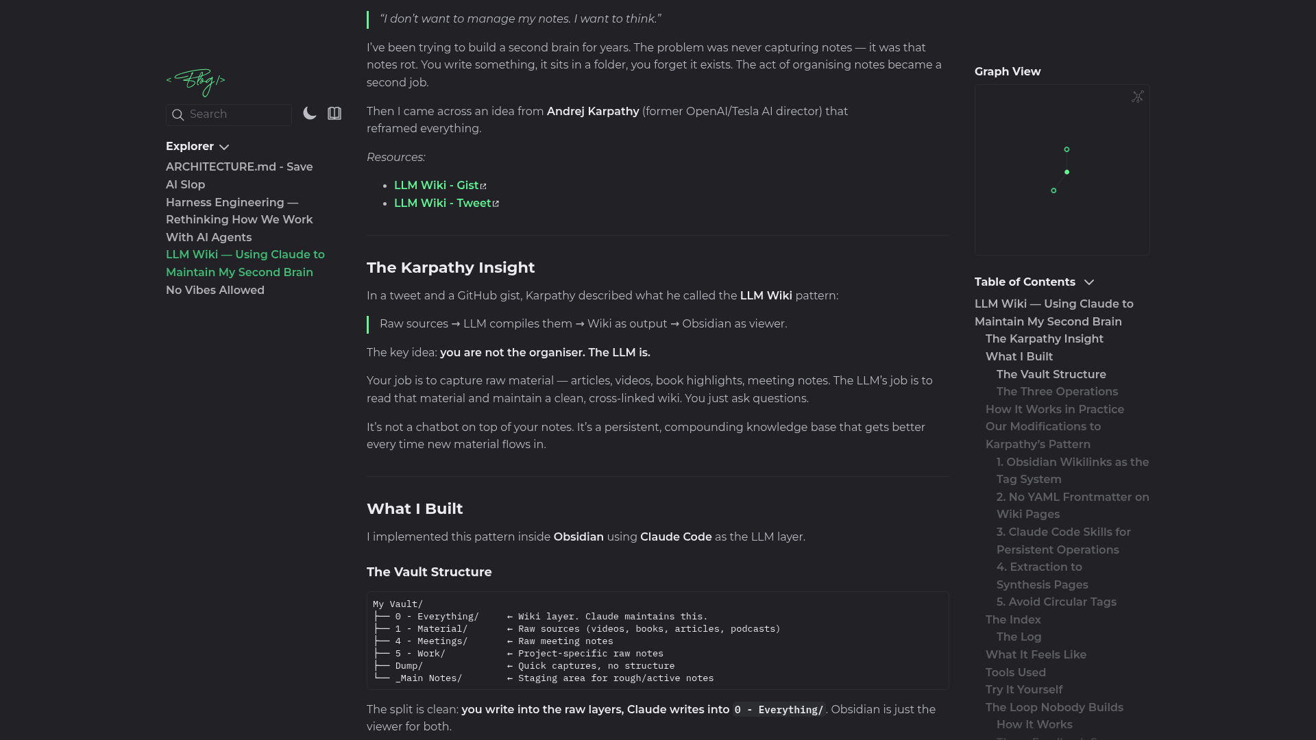LLM Wiki — Using Claude to Maintain My Second Brain — Quartz built with Obsidian