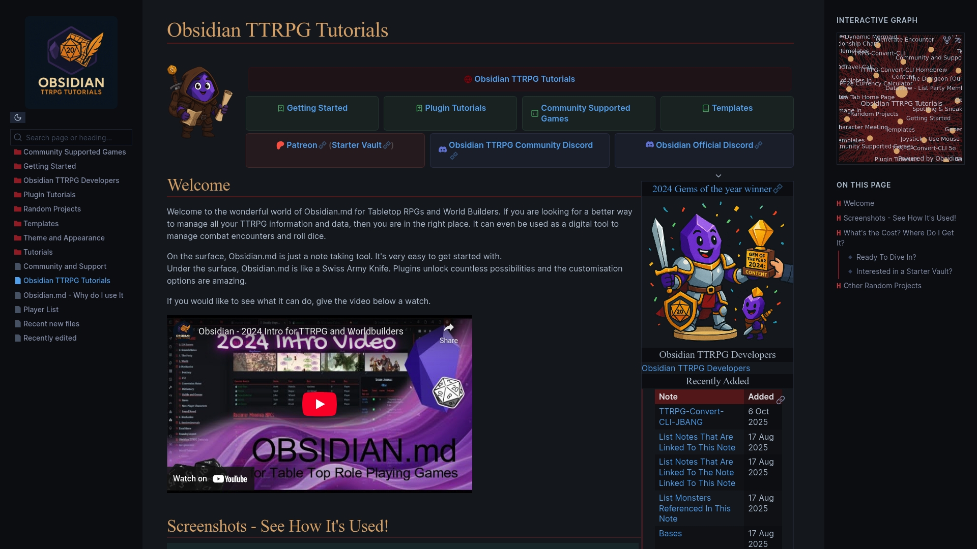 Obsidian TTRPG Tutorials — Obsidian Publish built with Obsidian