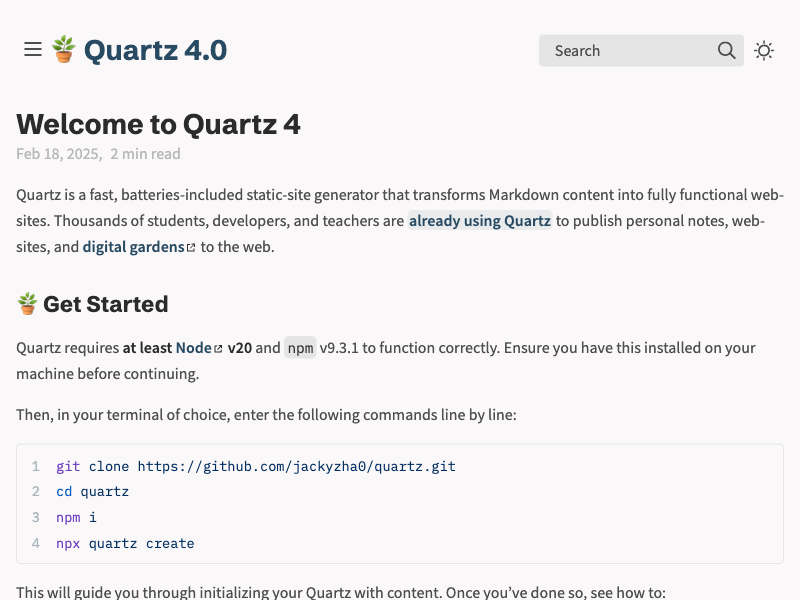 Quartz Documentation — Quartz built with Obsidian