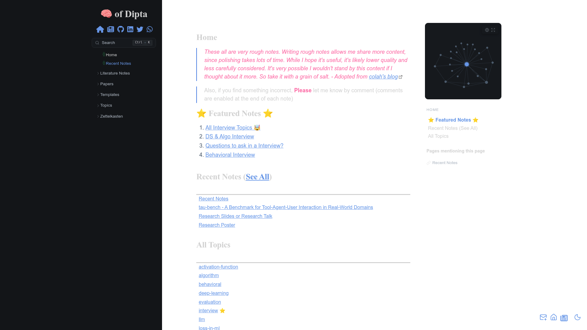 Brain of Dipta — Digital Gardens built with Obsidian