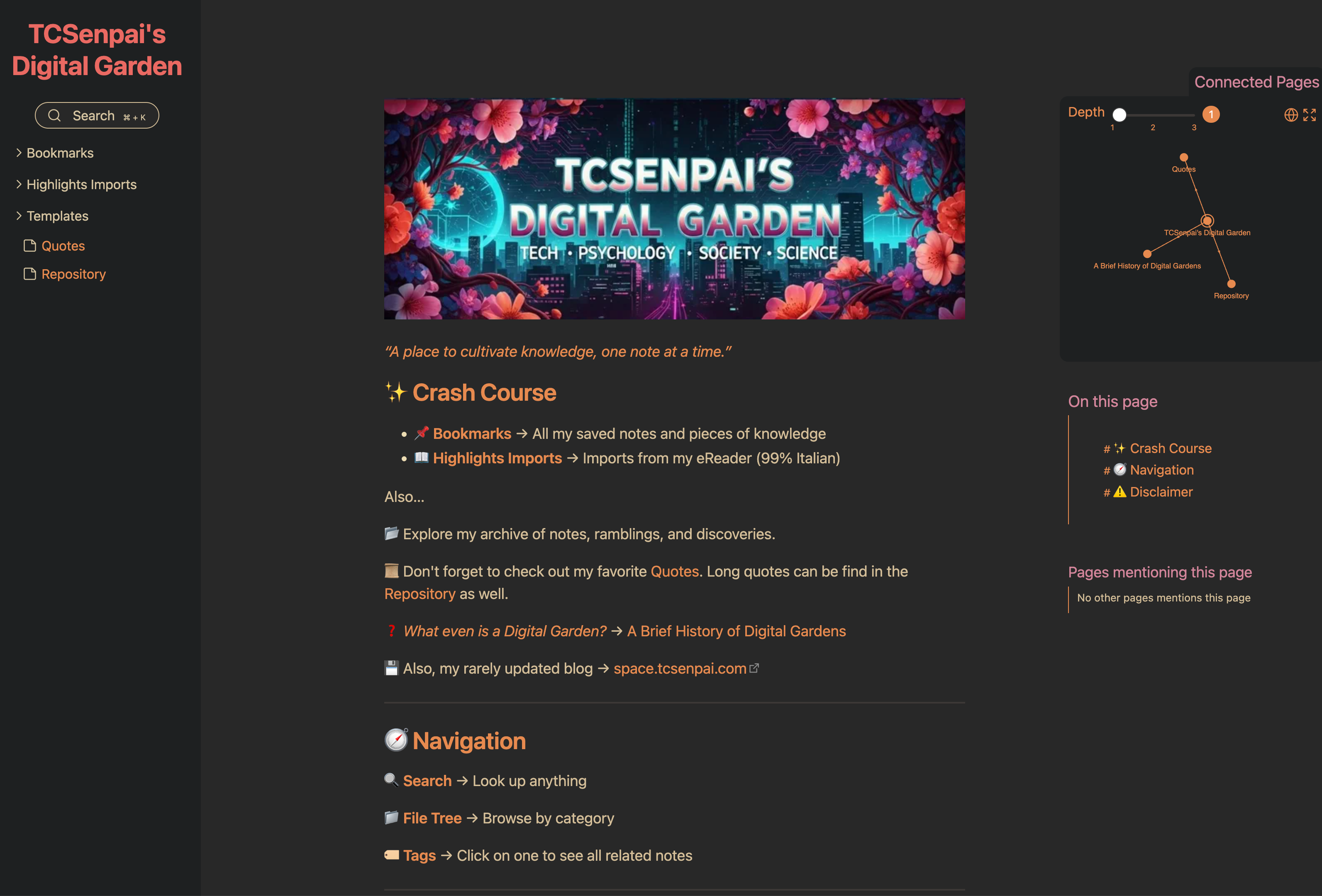 TCSenpai's Digital Garden — Digital Gardens built with Obsidian
