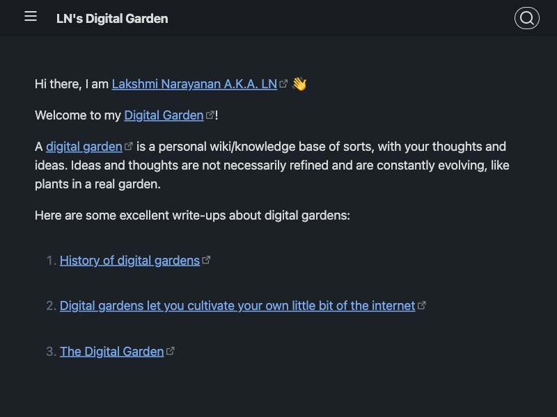 LN's Digital Garden — Digital Gardens built with Obsidian