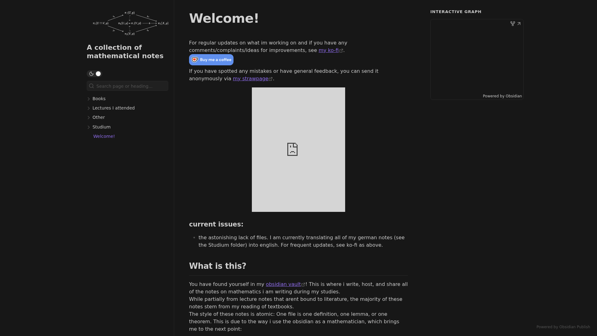 A collection of mathematical notes — Obsidian Publish built with Obsidian