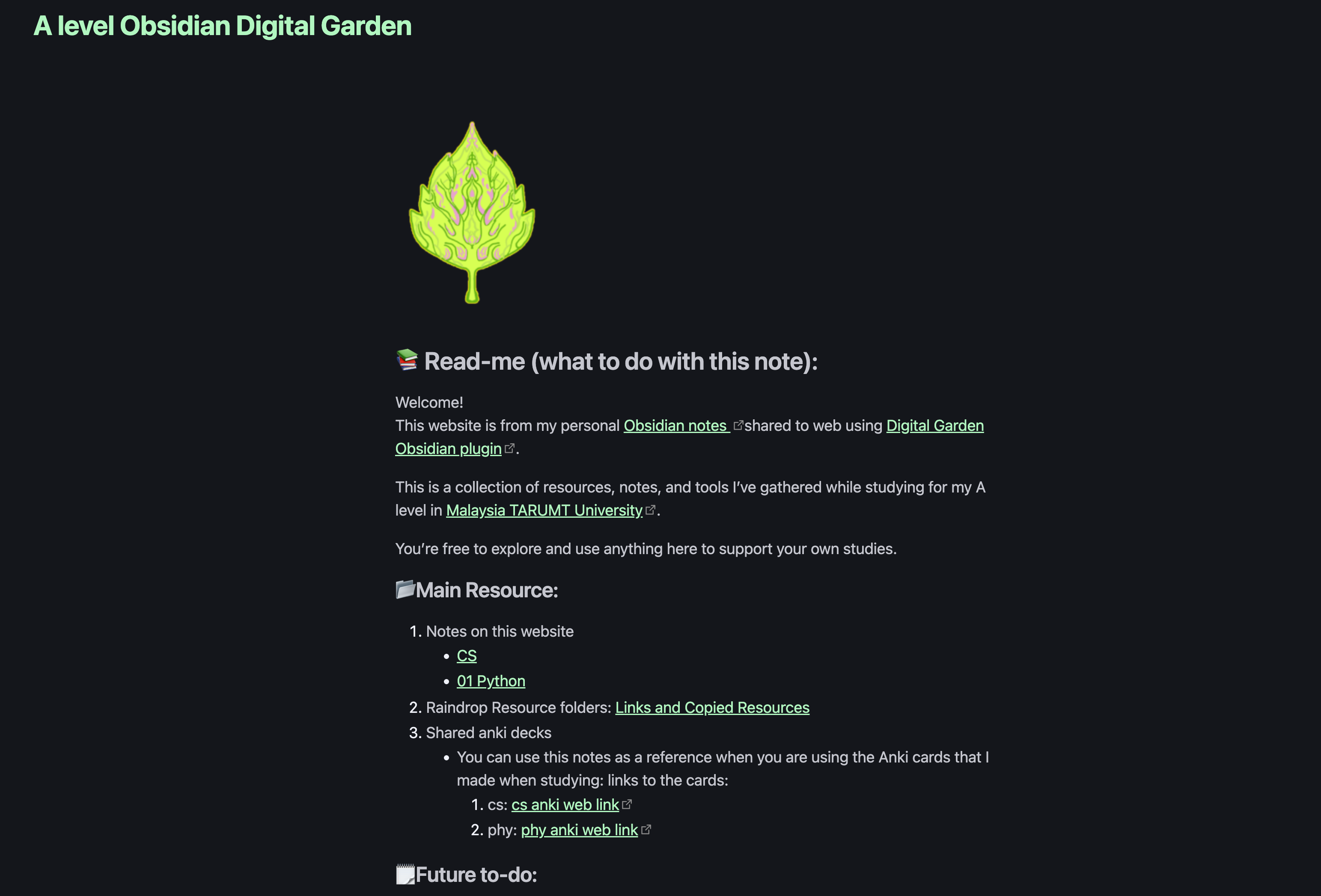 A level Obsidian Digital Garden — Digital Gardens built with Obsidian