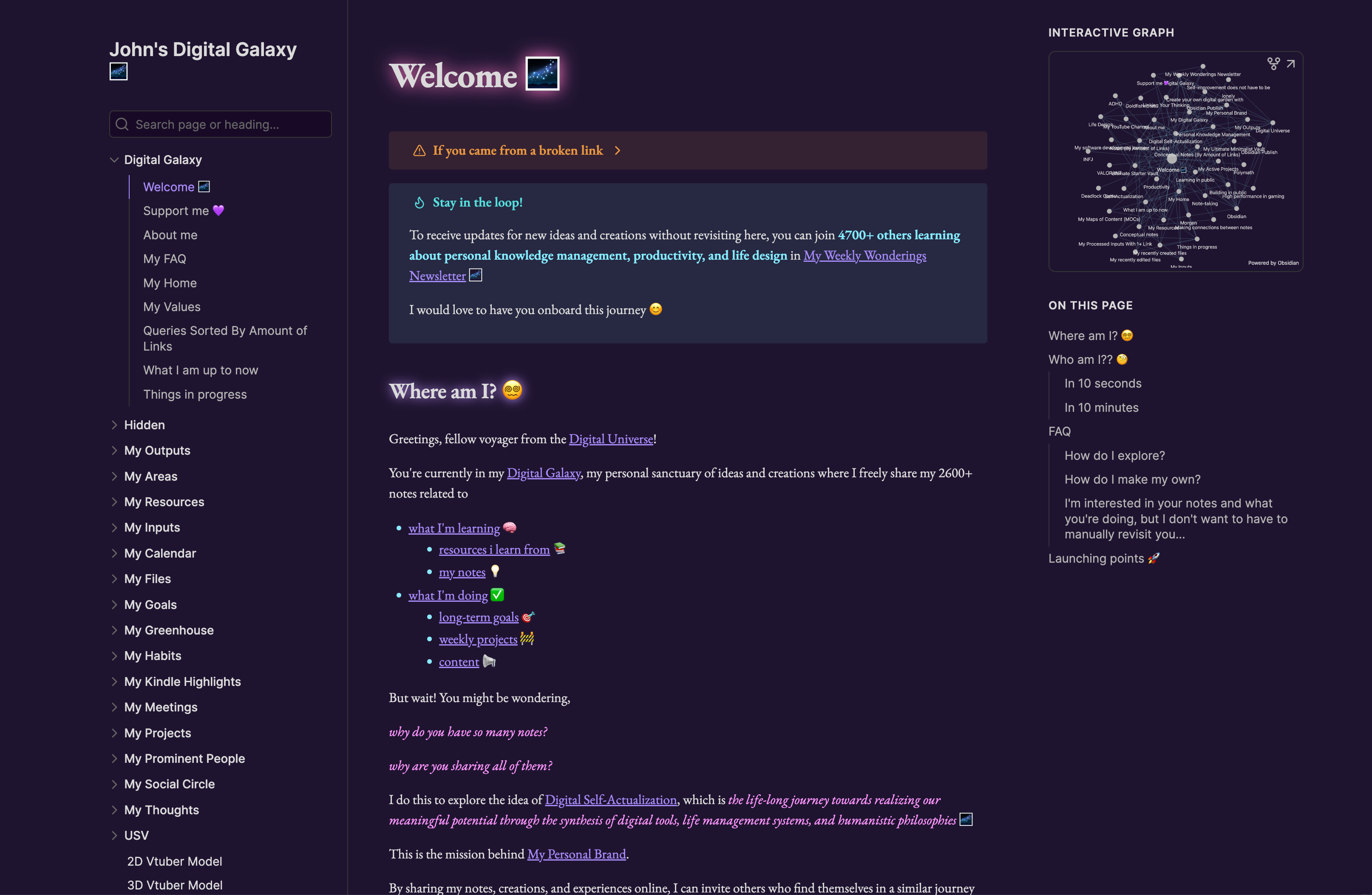 Welcome 🌌 - John's Digital Galaxy 🌌 — Digital Gardens built with Obsidian