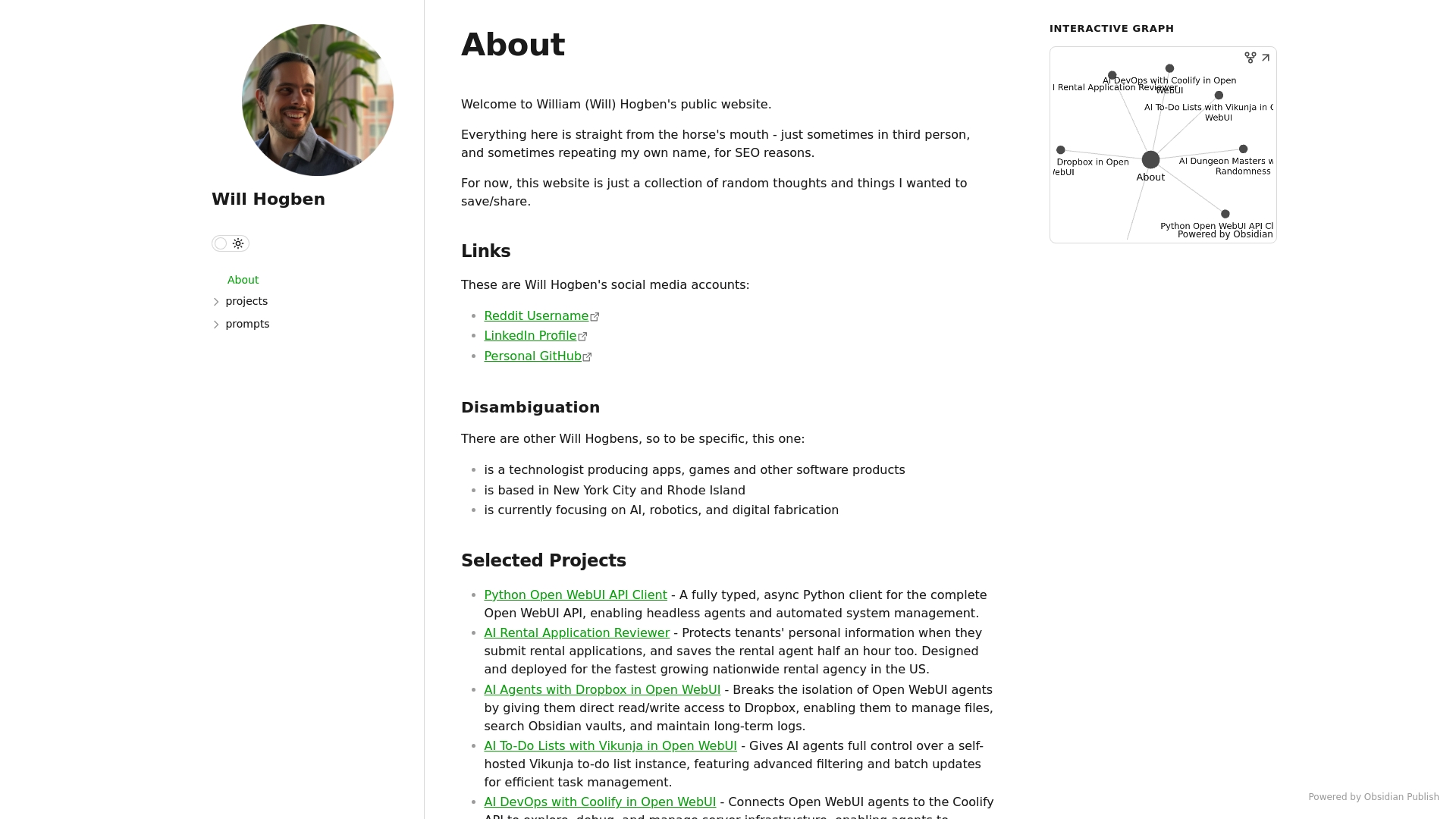 Will Hogben — Obsidian Publish built with Obsidian