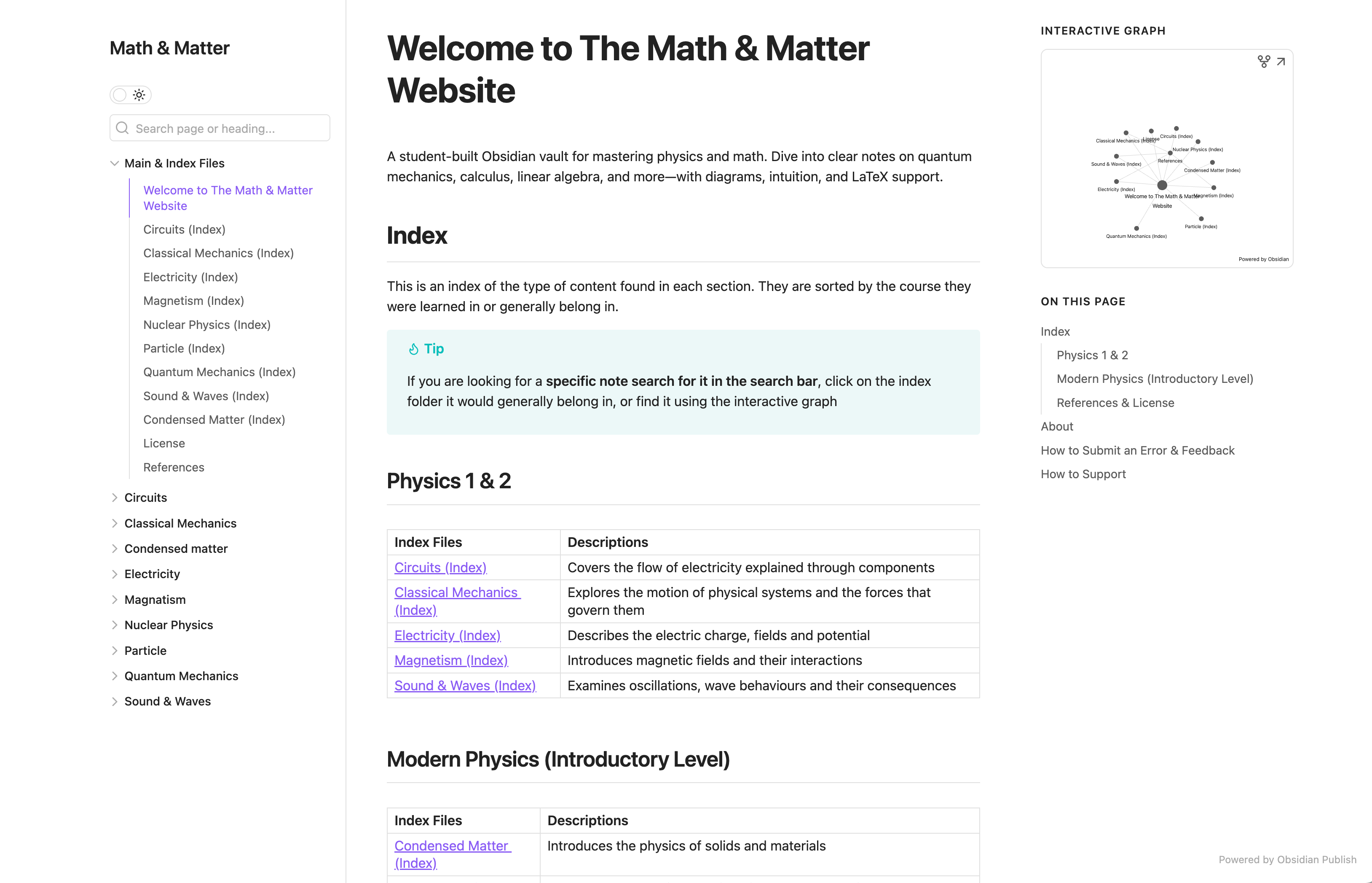 Math & Matter — Obsidian Publish built with Obsidian