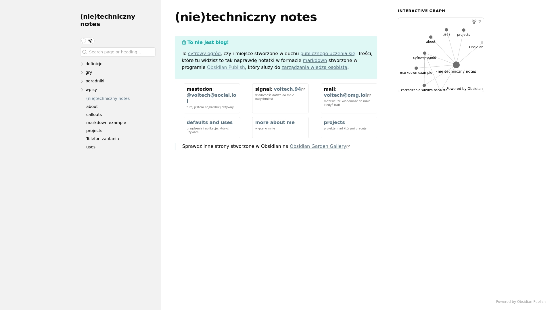 (nie)techniczny notes — Obsidian Publish built with Obsidian