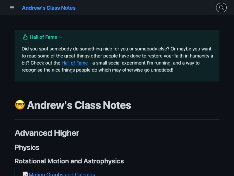 Andrew's Class Notes: 🏠 Home — Digital Gardens built with Obsidian