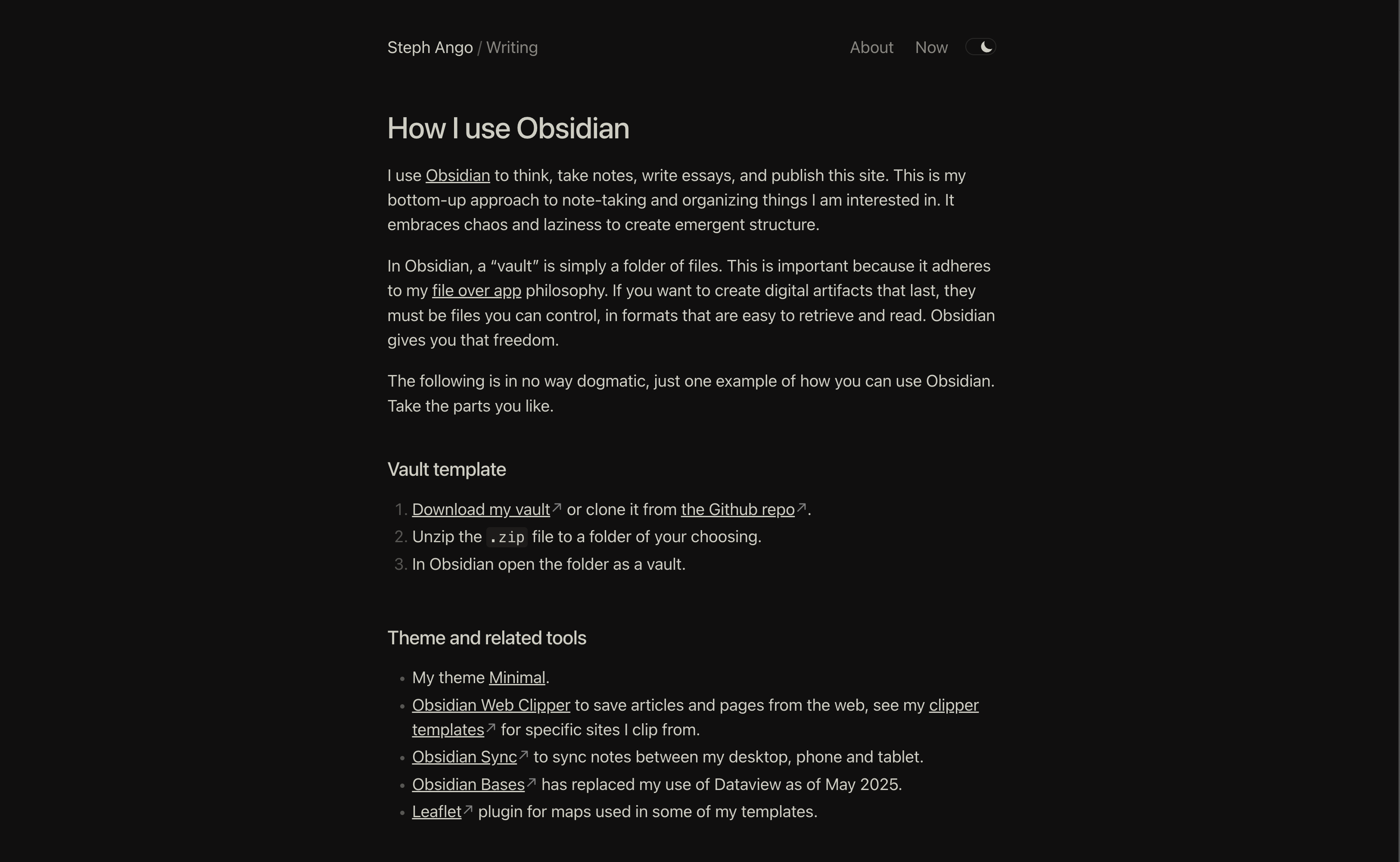 kepano/kepano-obsidian — Vault Templates built with Obsidian