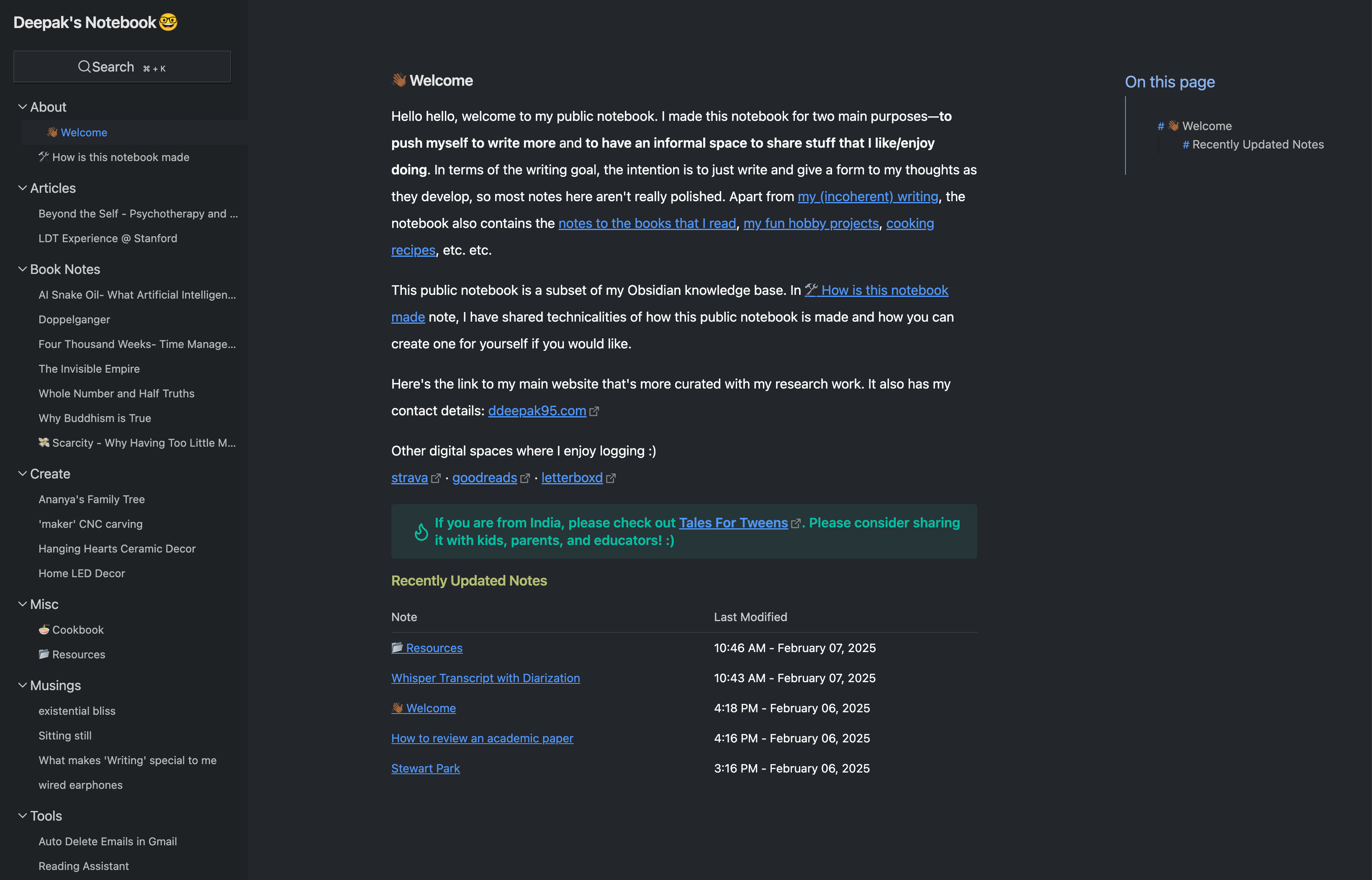 D's Notebook — Digital Gardens built with Obsidian