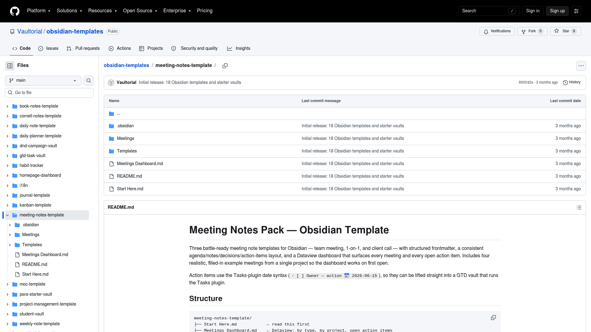 Obsidian Meeting Notes Template (team, 1-on-1, client) — Vault Templates built with Obsidian