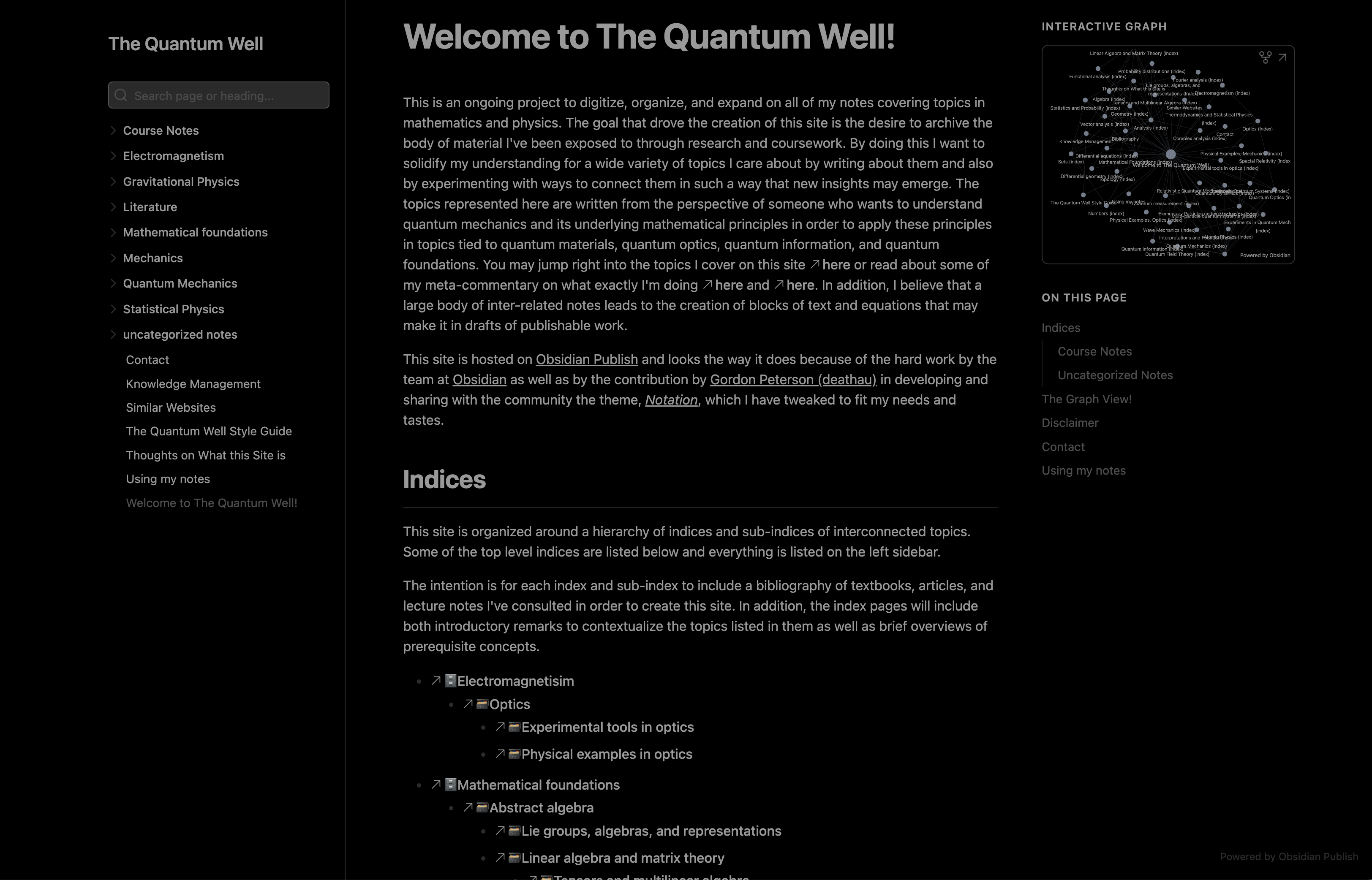 A vault focused on undergraduate and graduate level math and physics — Obsidian Publish built with Obsidian