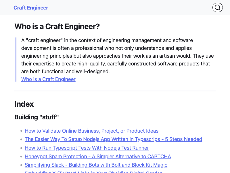 CraftEngineer.com - Crafting Software since 1994 — Digital Gardens built with Obsidian