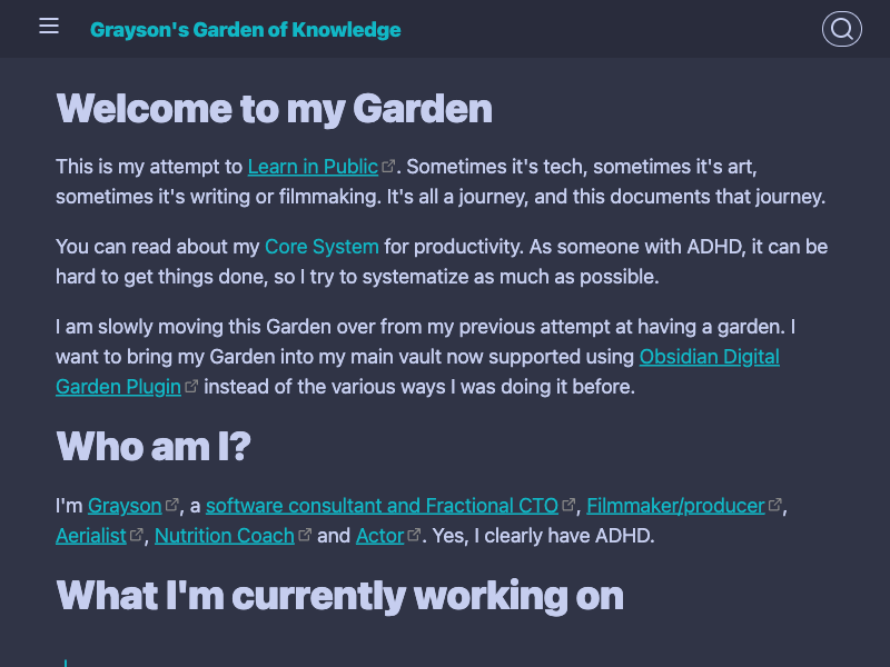 Grayson's Garden — Digital Gardens built with Obsidian