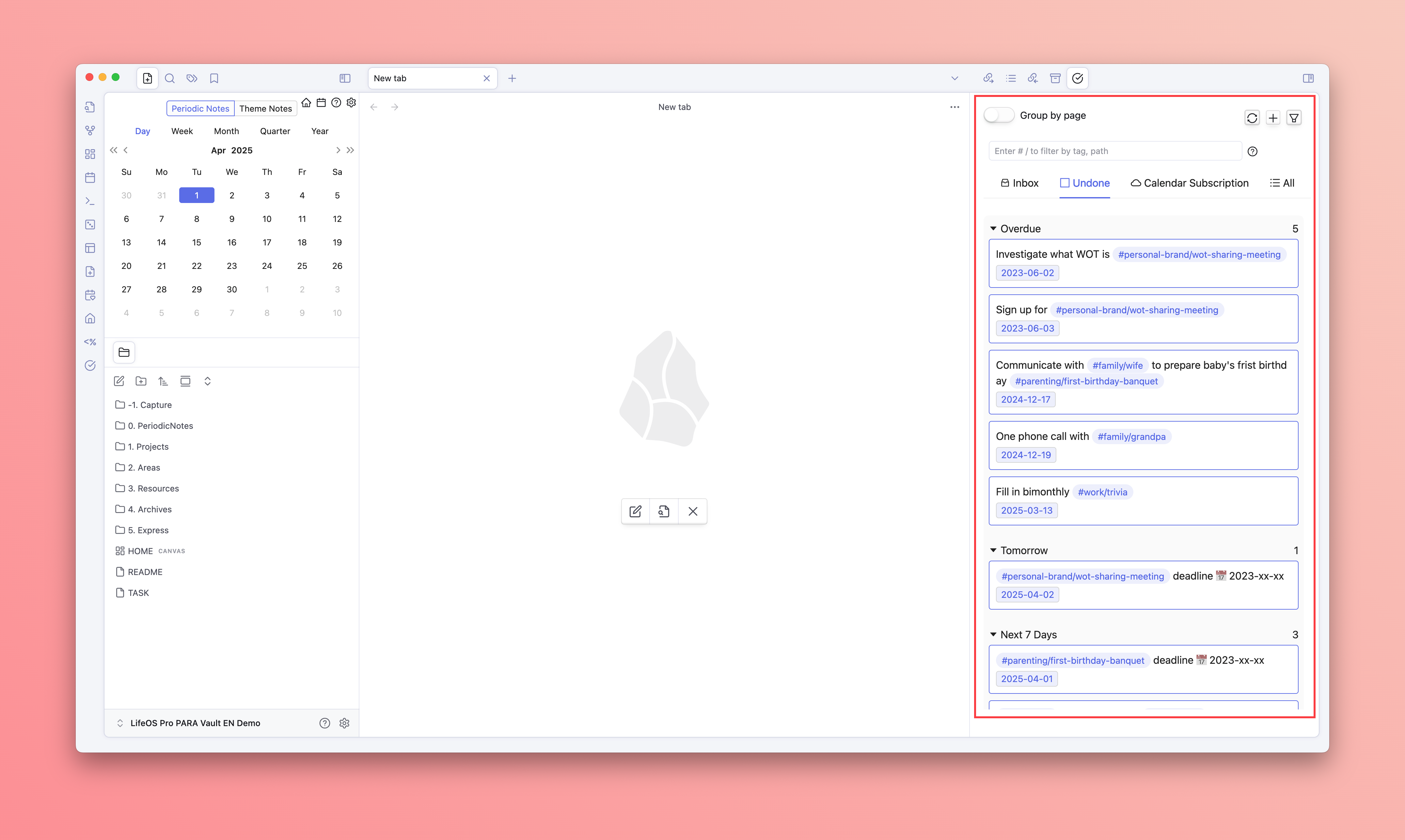 LifeOS Example Vault by quanru — Vault Templates built with Obsidian