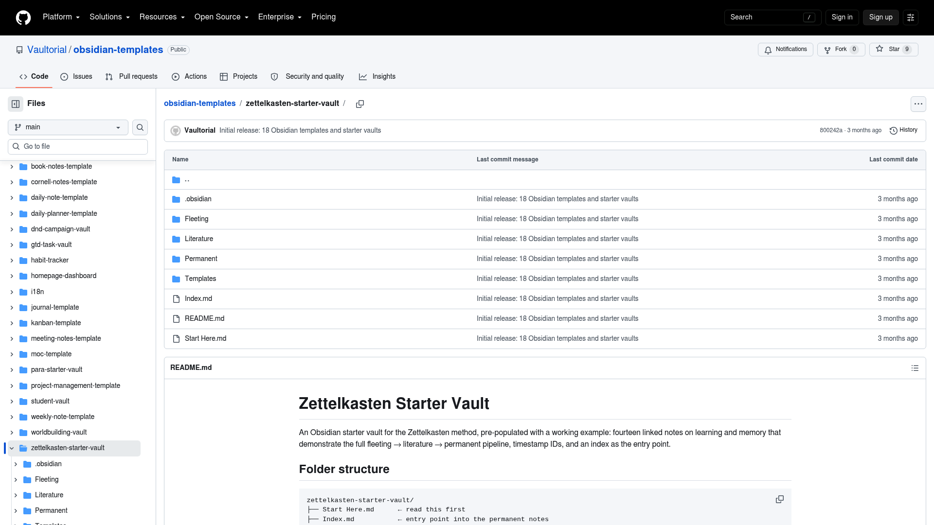 Obsidian Zettelkasten Template: Starter Vault, 14 linked notes — Vault Templates built with Obsidian