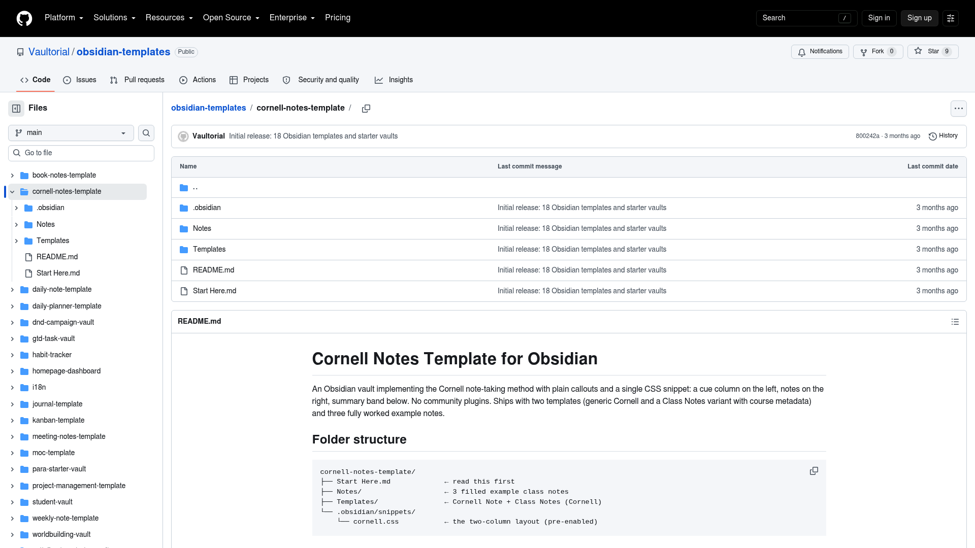 Obsidian Cornell Notes Template — Vault Templates built with Obsidian