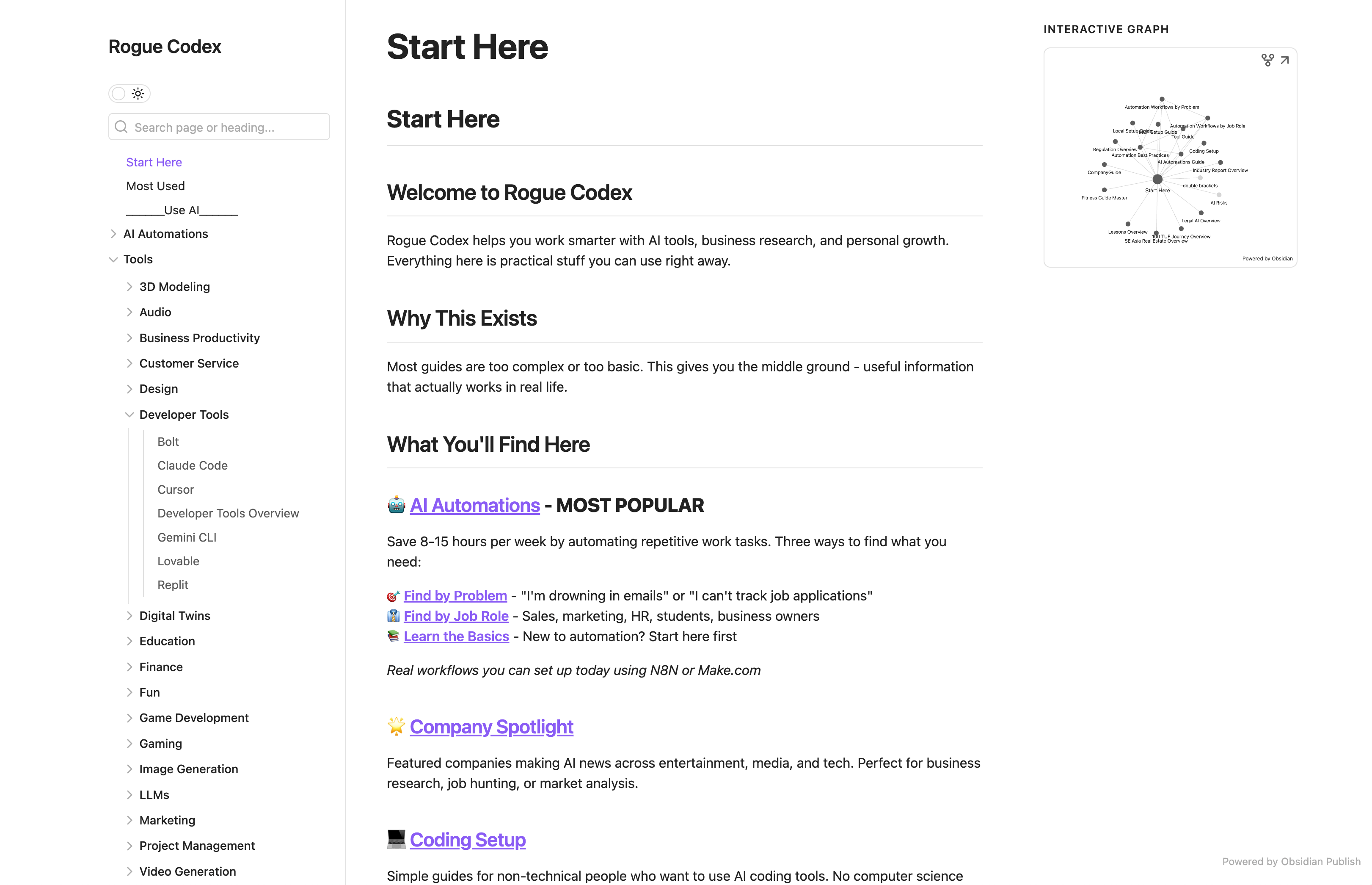 Rogue Codex - AI for Devs — Obsidian Publish built with Obsidian