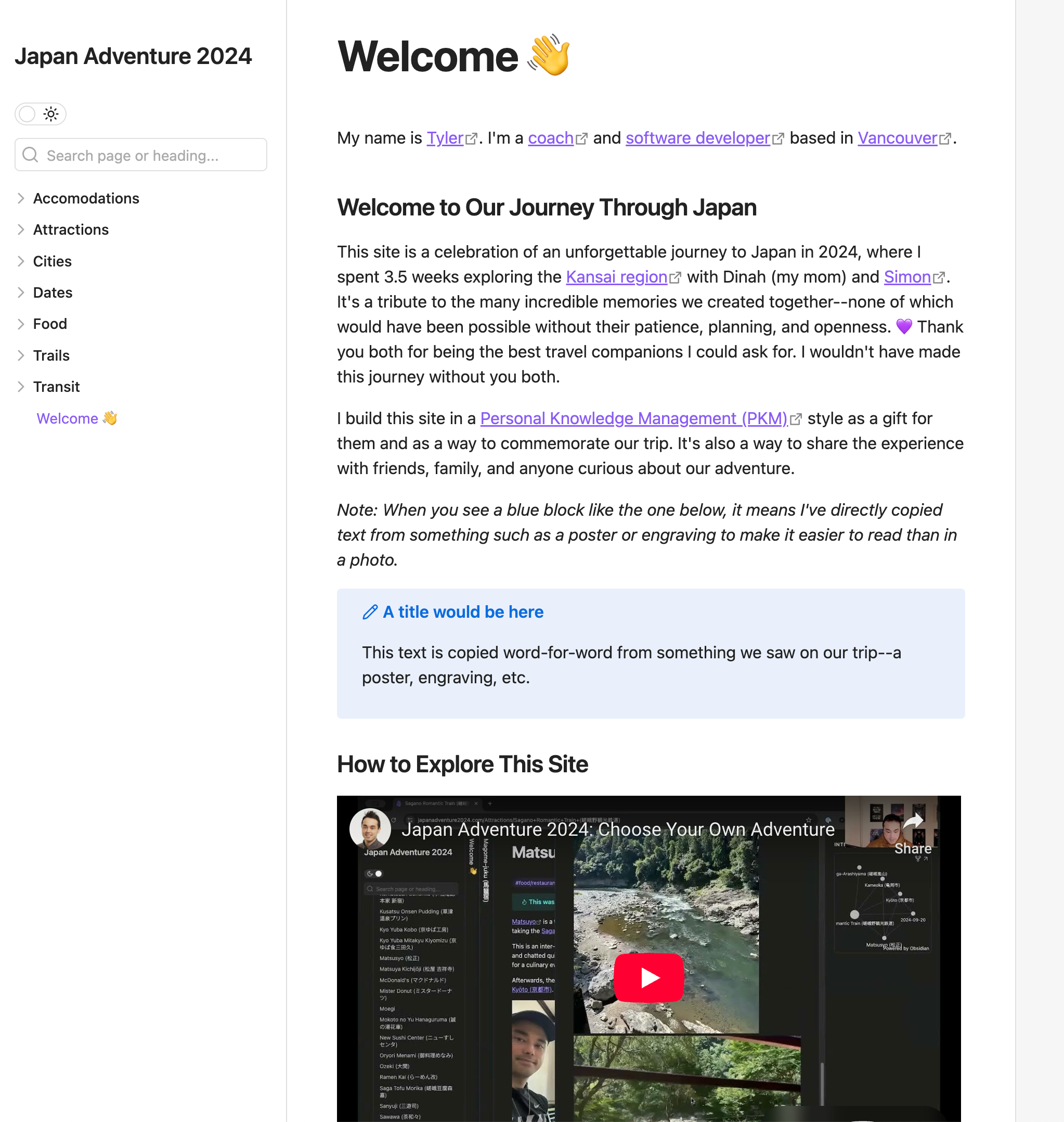 Japan Adventure 2024 — Obsidian Publish built with Obsidian