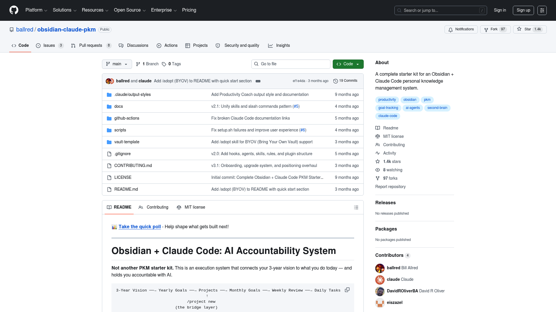 Obsidian + Claude Code: AI Accountability System — Vault Templates built with Obsidian