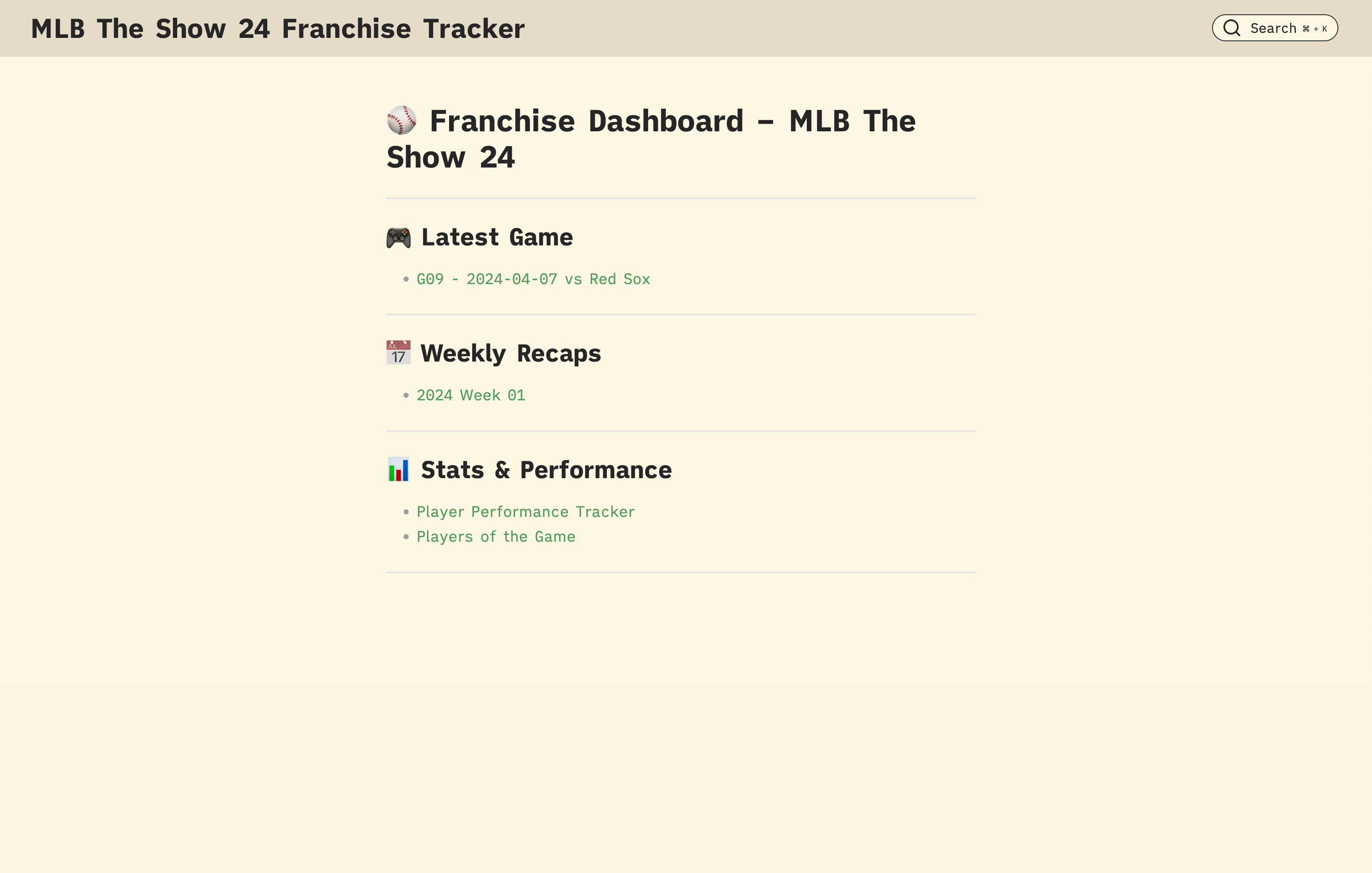 MLB The Show 24 Franchise Tracker — Digital Gardens built with Obsidian