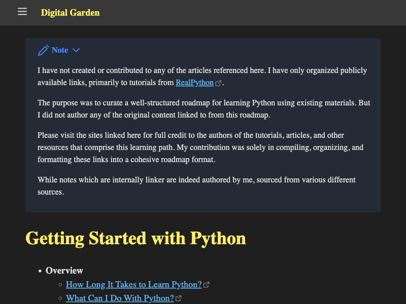 Python — Digital Gardens built with Obsidian
