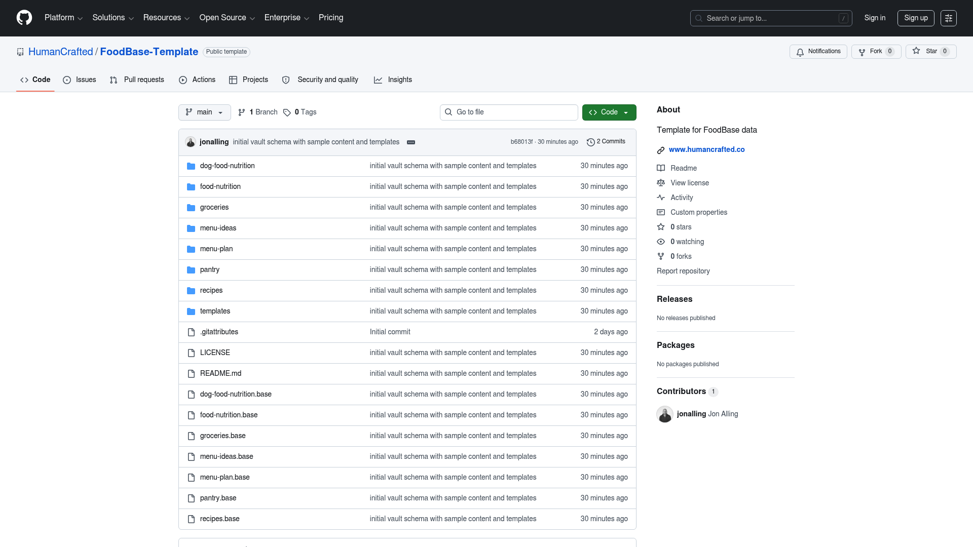 FoodBase - personal meal planning — Vault Templates built with Obsidian