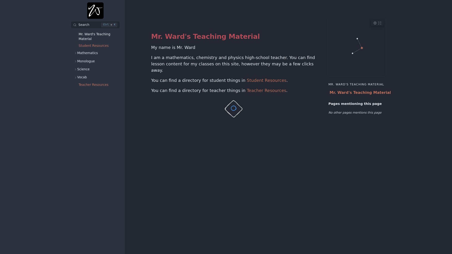 Mr. Ward Teaching — Digital Gardens built with Obsidian