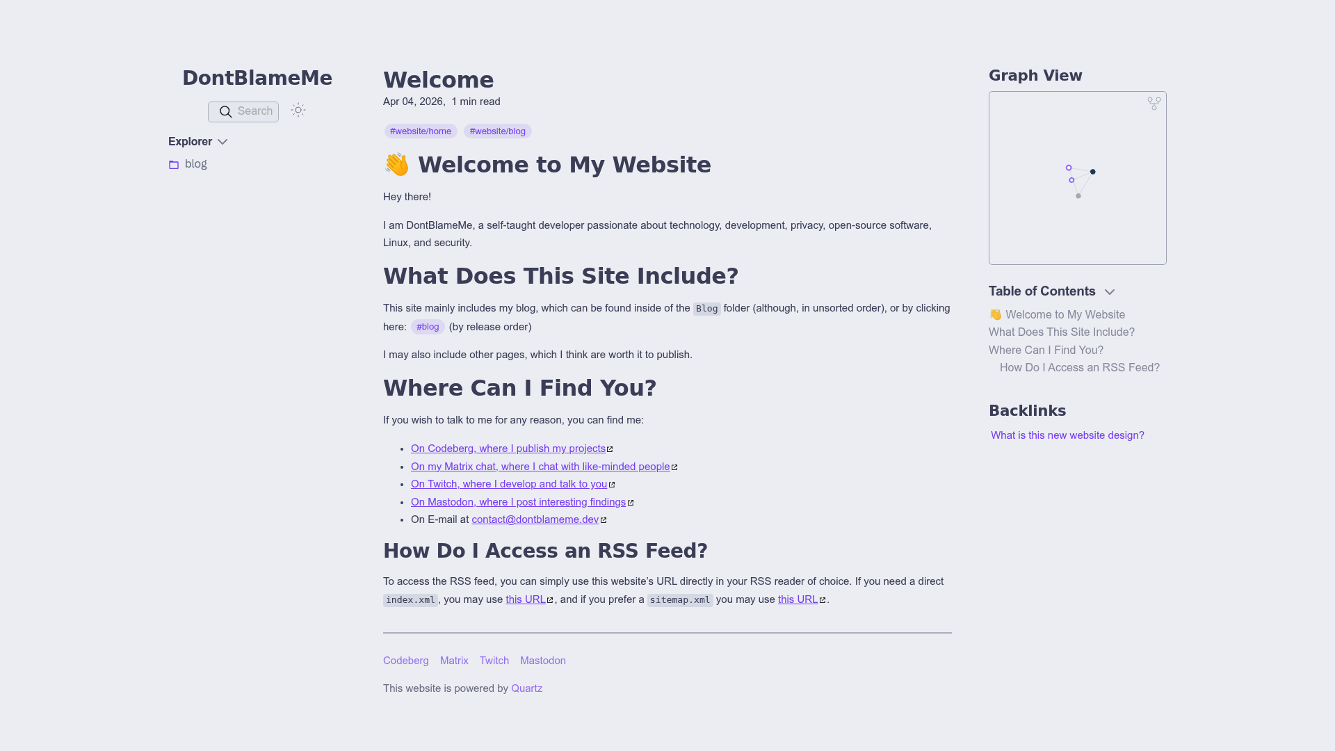 DontBlameMe — Digital Gardens built with Obsidian